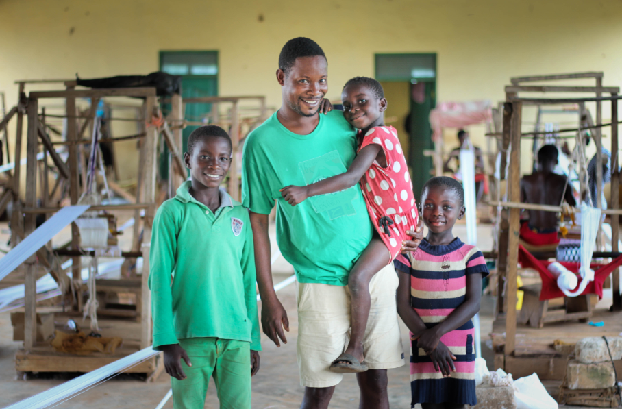Weaving colourful Kente in Ghana